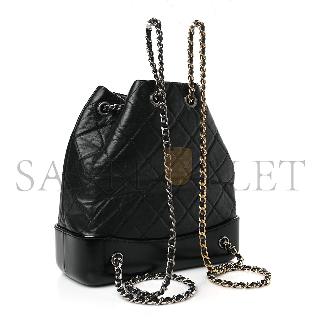 CHANEL MASTER AGED CALFSKIN QUILTED SMALL GABRIELLE BACKPACK BLACK A94485 (23*22.5*10.5cm)